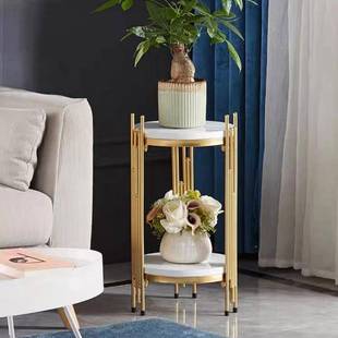 架简约客厅铁艺室花架内阳台大理石多层落地式 花置ELT盆架子物几