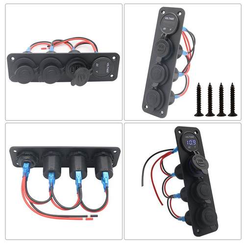 12V-24V汽车船四配舶EEV改装件源母座PD48W快电充接口电压表合一