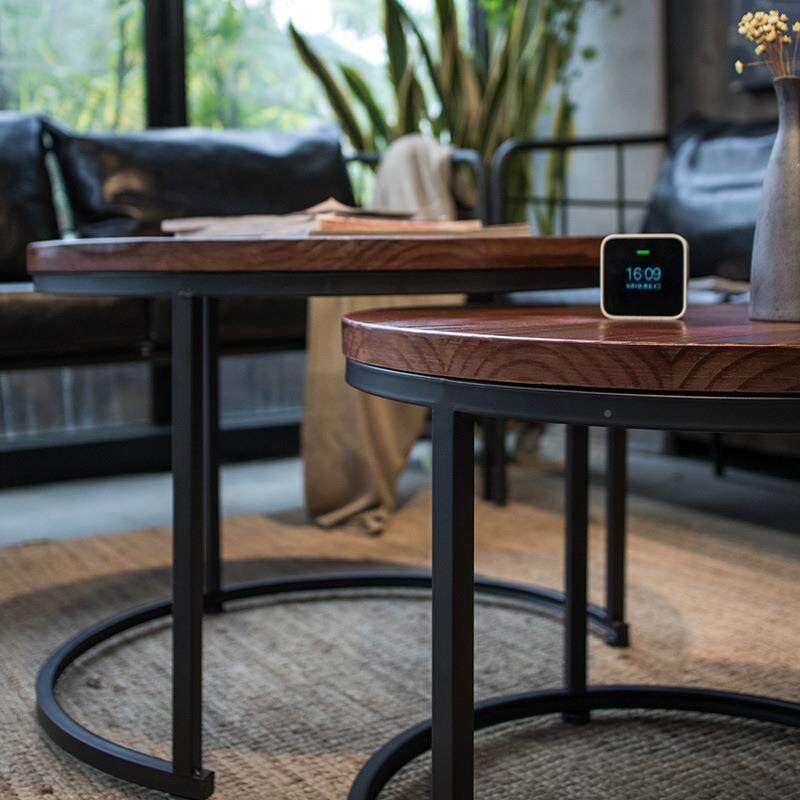 式复古铁艺木茶几创意大小户型客实厅圆美形几茶无品牌/酒店沙发