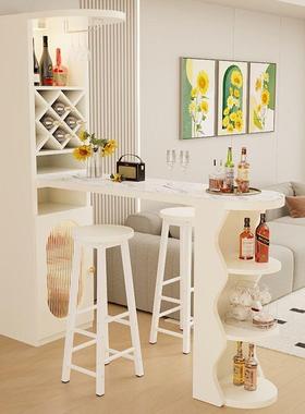 奶油风岩板一吧厅台家用客厅隔断简约餐子酒柜餐边体柜靠LTB墙玄