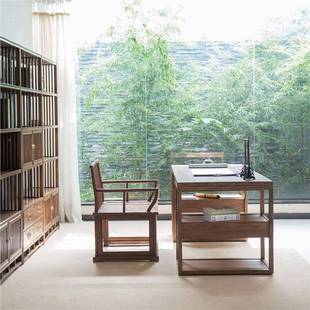 新中式 全实木字书桌法桌书画桌写黑胡桃木家具简约桌台书OMS大班