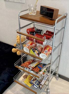中古风JPL厨房置物家用多层玩具收可架大容量移动小架推车置物纳