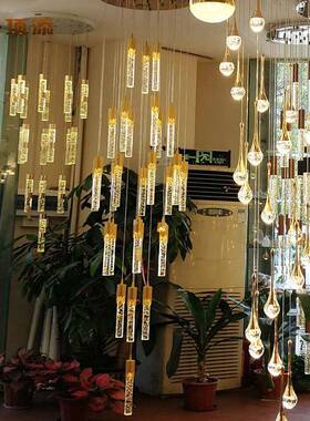 复式楼水晶大吊PWI灯轻奢吊别墅客长厅中空具灯简约现灯代楼梯间