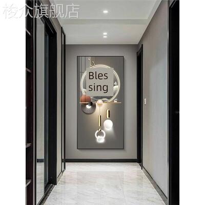 轻奢门厅福字装饰画、大气廊道装饰画、临门挂画、典雅山水挂画