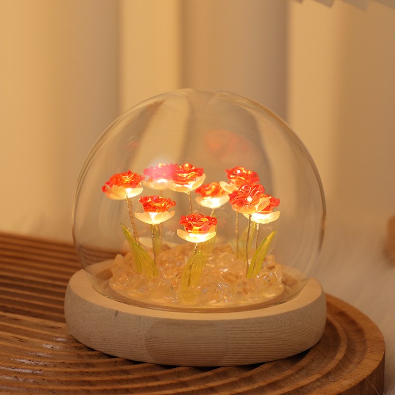 玫瑰花小夜灯手工diy材料包有意义摆件生日礼物送女生女朋友闺蜜