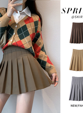 Jody百褶裙女春夏季新款韩版高腰大码jk半身裙格子a字学院风秋冬