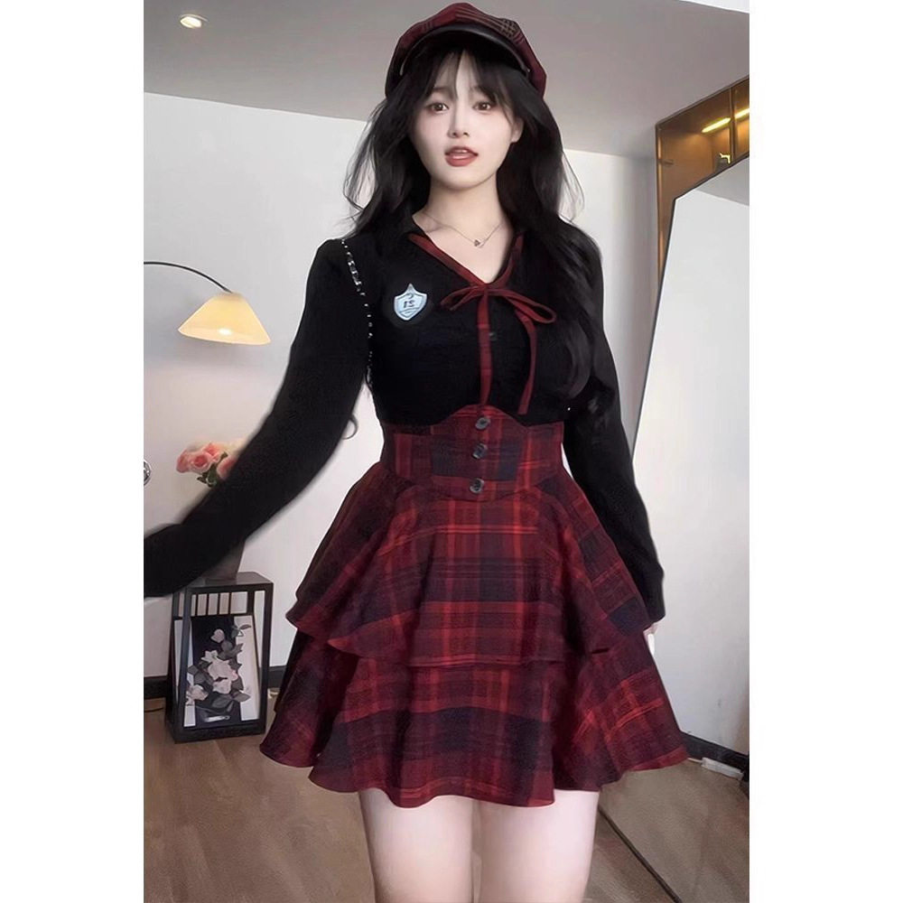 胖mm大码微胖纯欲风jk制服套装女收腰蓬蓬短裙显瘦衬衫上衣两件套