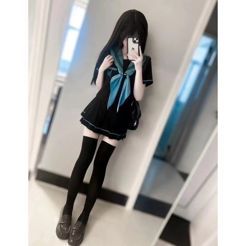 学院风日系校供感jk制服套装女夏季水手服上衣百褶裙两件套连衣裙