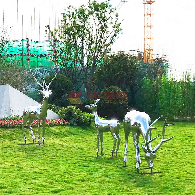 依塔斯不锈钢鹿群雕塑小区公园步行街游乐场动物碧桂圆模型户外