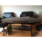 20mm黑茶亚克力办公迷你桌台餐桌 高档办公家庭有机玻璃会议台