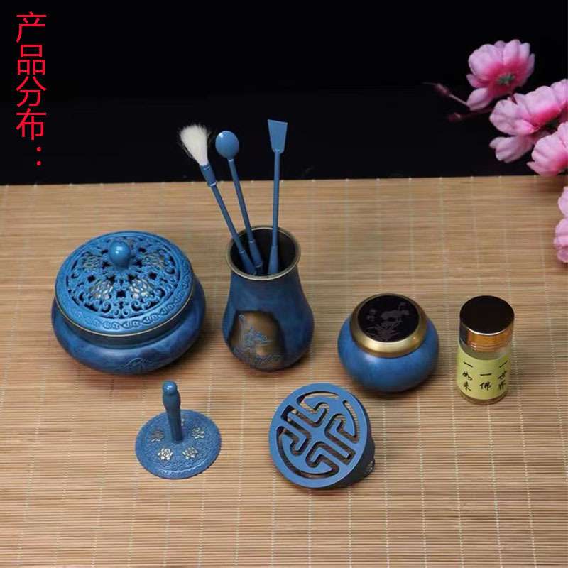 纯铜烧蓝香道工具香篆套装打篆香篆炉熏香器香粉新手入门工具