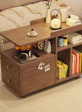 fLE全实木边几现代简约客厅带轮可移动收纳置物储物柜家用沙发侧