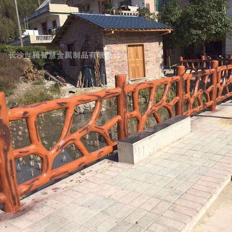 水泥仿木护栏河道景区混凝土围栏新农村庭院池塘仿树藤栏杆成品