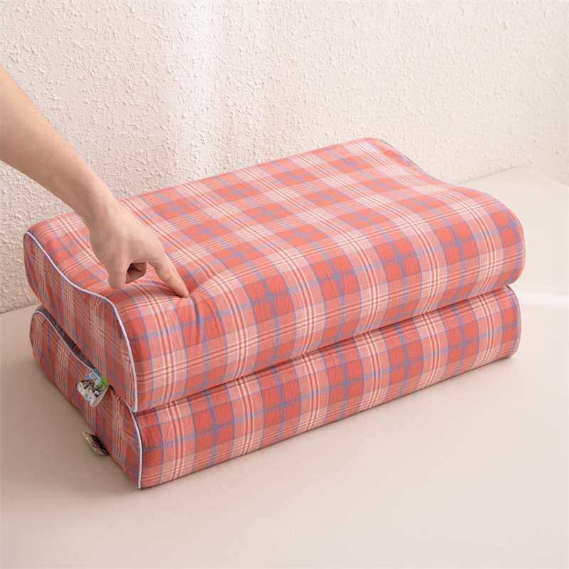 全棉色织水洗棉乳胶枕头枕芯家用成人枕慢回弹护颈枕厂家直销