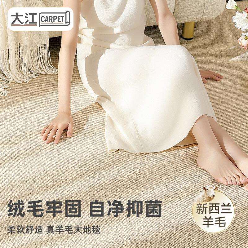 纯新西兰羊毛地毯客厅奶油简约纯色轻奢高级家用卧室床边沙发耐脏
