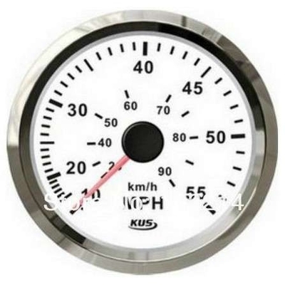 KUS仪表 气压式速度表 55MPH 船用 白色/黑色 配皮托管
