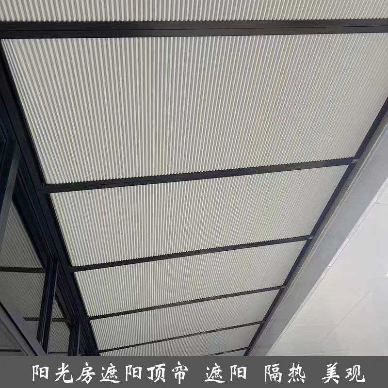 阳光房遮阳顶帘电动天窗全遮光天棚帘玻璃房顶隔热防晒神器蜂巢帘
