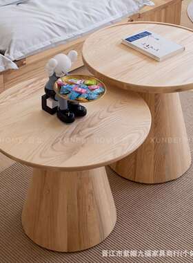 北美白蜡木松木茶几原木风简约现代创意民宿角几客厅沙发卧室圆桌