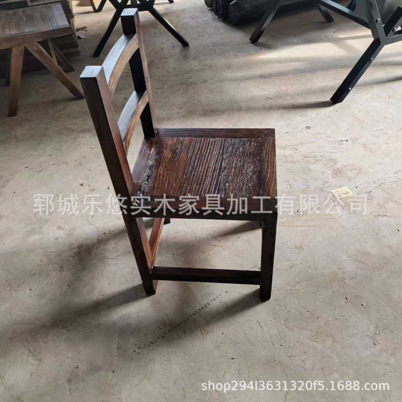 复古做旧椅子实木靠背椅家用凳子饭店用椅子榆木餐桌椅民宿家具