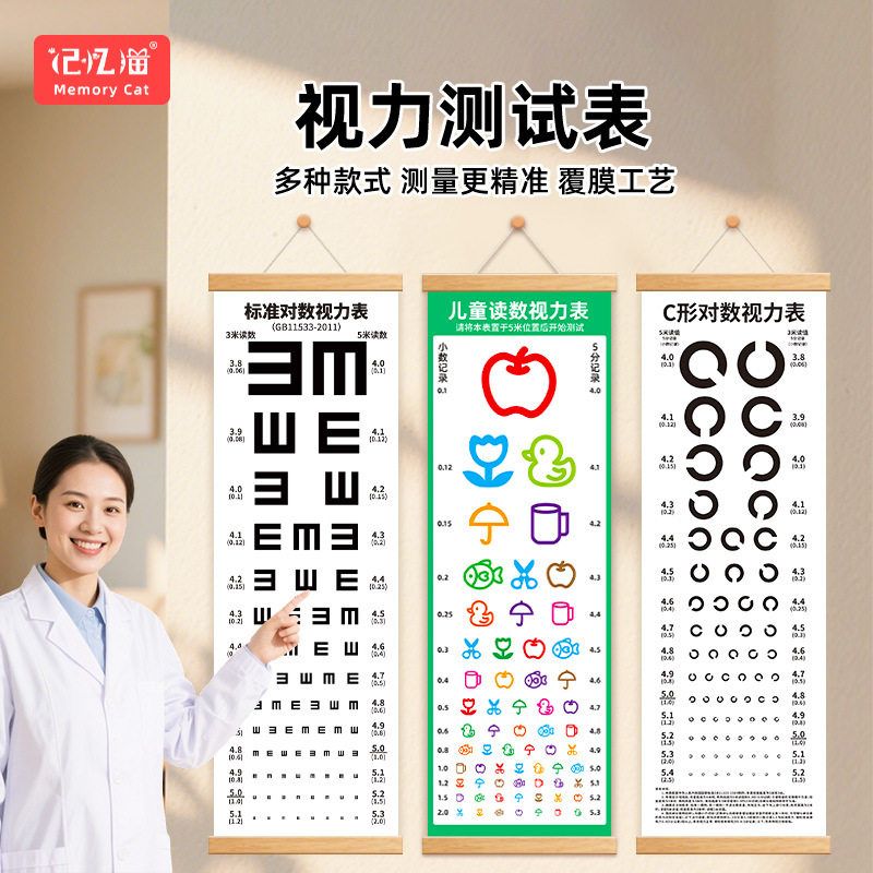 儿童视力表国际标准测眼睛幼儿园近视卡通视力测试表家用视力挂图