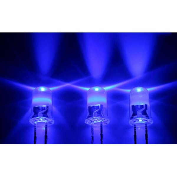 发光二极管led5mm白发蓝长脚 F5圆头大光斑蓝光高亮直插式LED灯珠