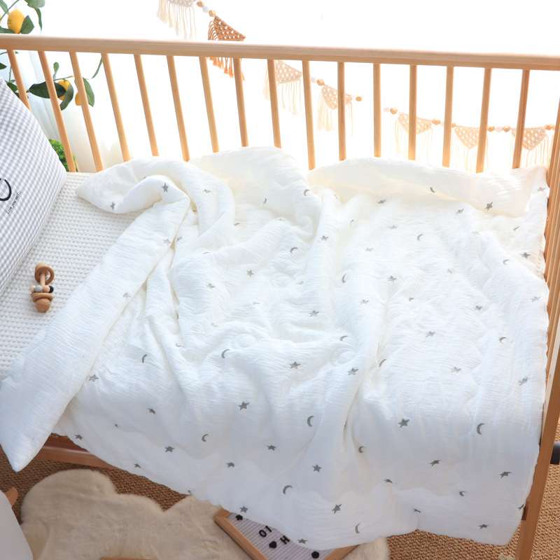 儿童夏凉被纯棉皱皱纱布婴儿被子初生宝宝襁褓儿童幼儿园用被子
