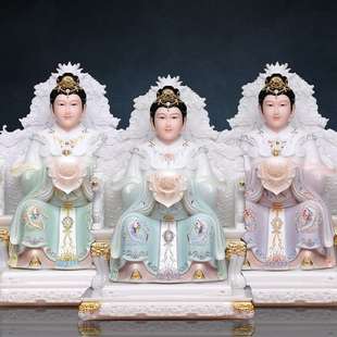 福盛东三霄娘娘神像仿汉白玉云霄琼霄碧霄感应随世三仙姑送子娘娘