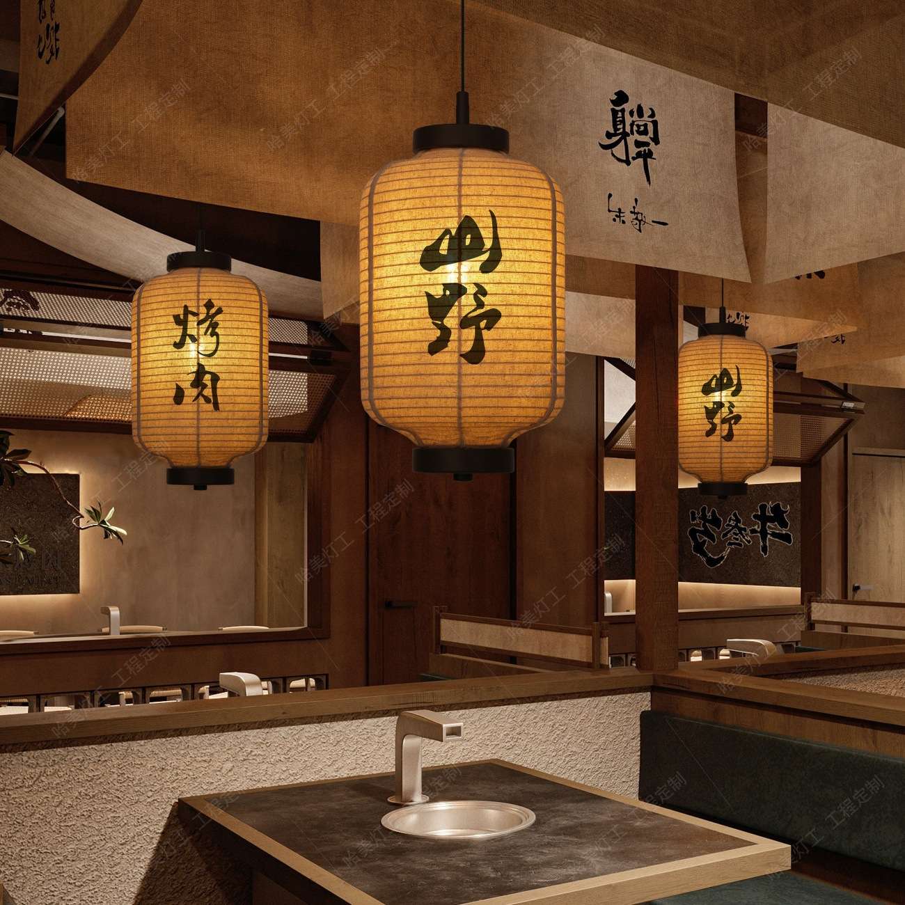 禅意宋式美学小吊灯卡座新中式茶室餐饮日式仿古灯笼酒店民宿灯具