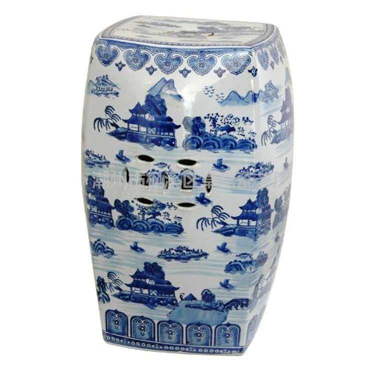 陶瓷凳子 青花瓷凳 装饰凳 凉墩 鼓凳 家居 镂空