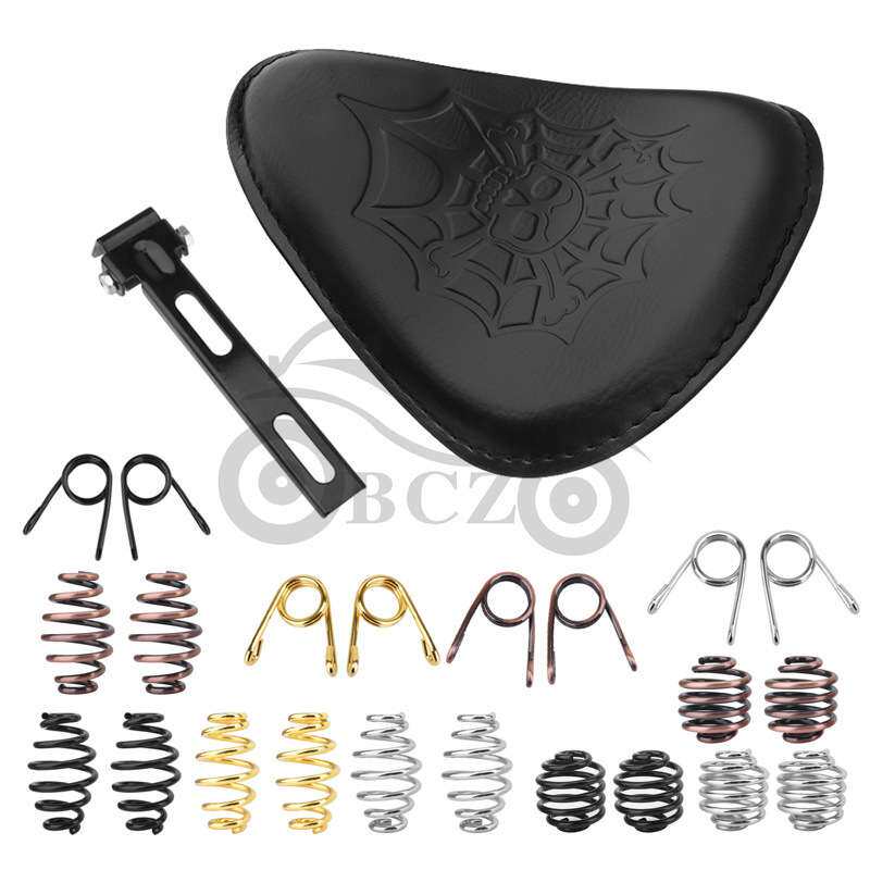 适用哈雷Sportster XL883 XL1200 X48骷髅改装复古弹簧坐垫皮座