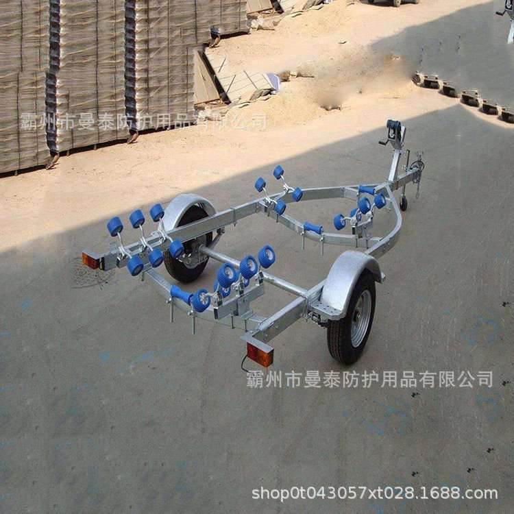 防汛抢险应急拖船架可调节滚轮式拖船拖车架海上救生船地面停放架