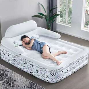 现货 植绒pvc家用充气床垫双人靠背气垫床便携户外懒人吹气双人床