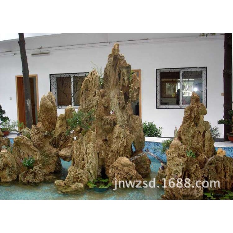 假山龟纹石景观石供应商 庭院园林假山石价格 别墅石雕假山图片