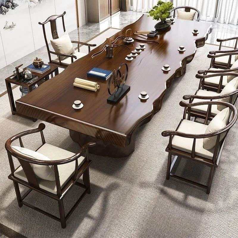 整版茶桌中式实木泡茶茶台组合现代简约禅意功夫家用办公室桌椅