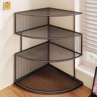 桌面转角置物架桌上三角书架办公桌工位多层小型拐角扇形收纳架子