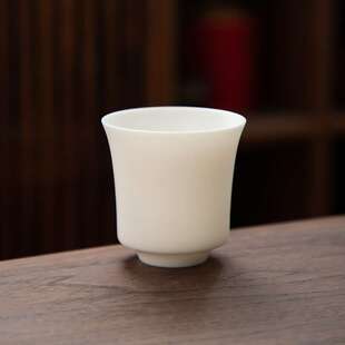 德化陶瓷【单茶杯满90ml纯白哑光】高纯 羊脂玉瓷 23号主人杯 大