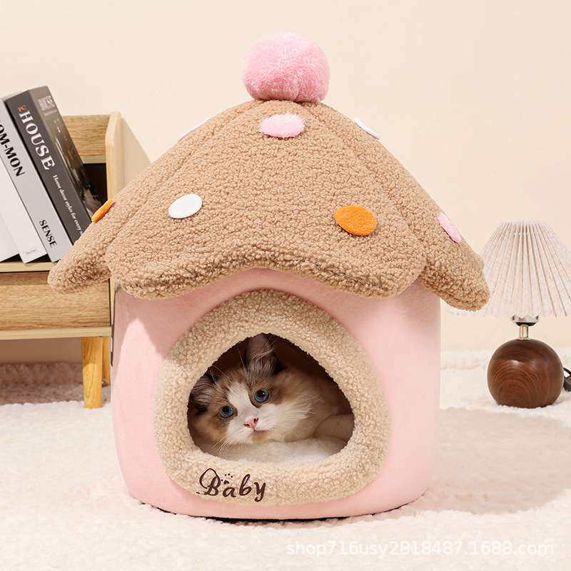 猫窝可爱房子四季通用猫别墅猫咪躲避屋冬季保暖封闭式狗窝宠物床