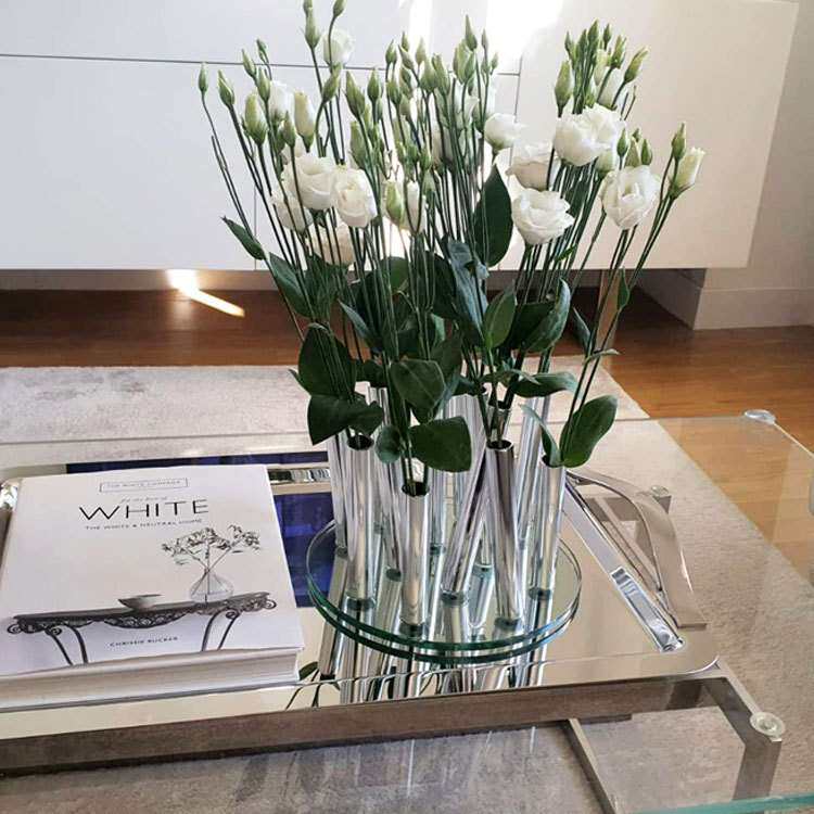 亚克力不锈钢花束花瓶摆件客厅现代简约玄关高端装饰轻奢高档花器