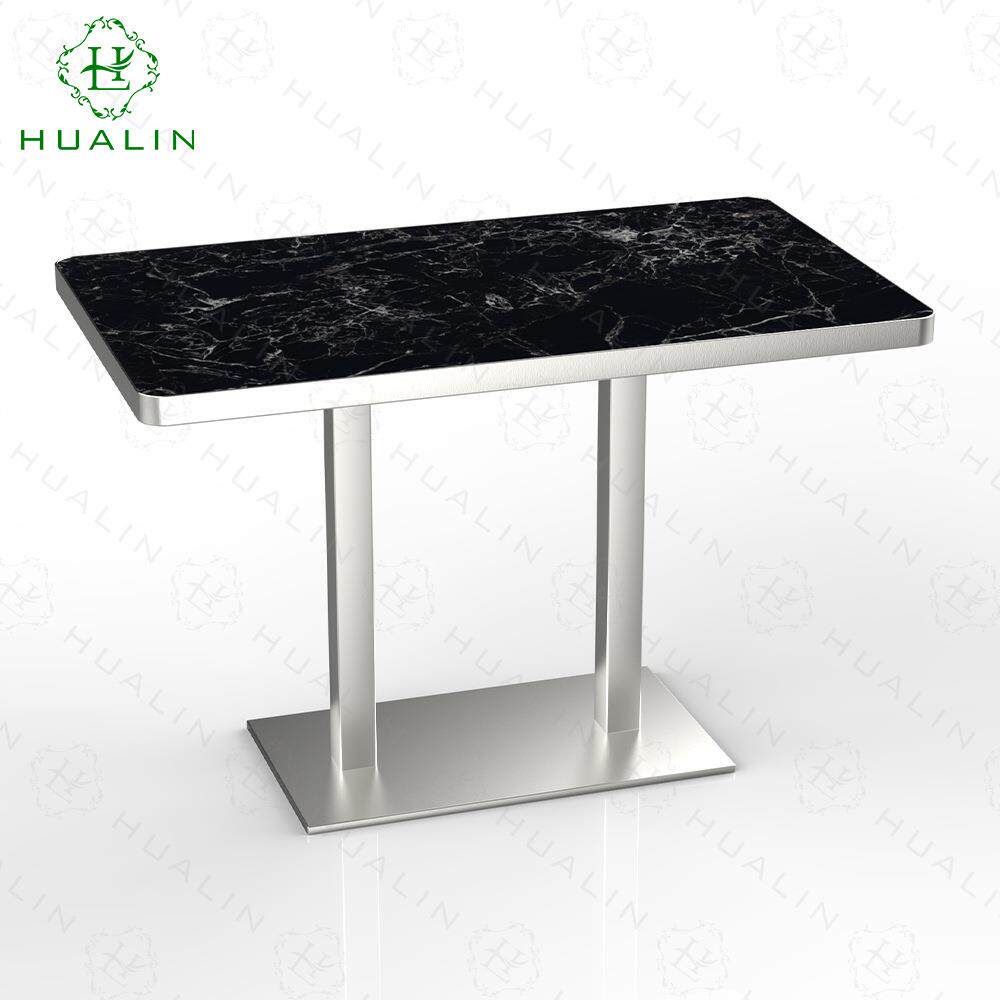 现代高端轻奢别墅高密度岩板长方形餐桌商用天然奢石极简餐饮家具