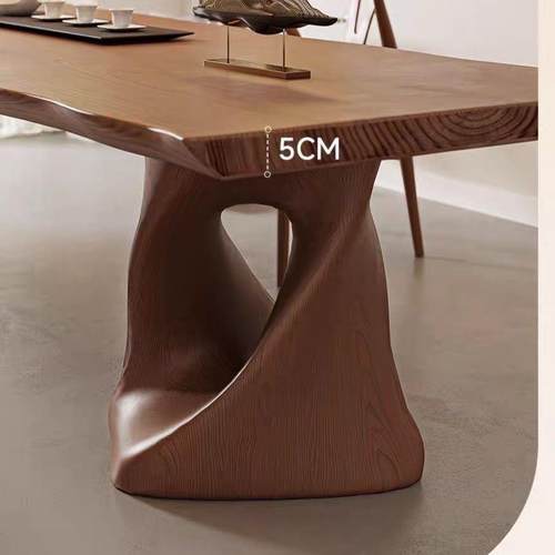 实木茶桌轻奢中古风茶桌大板茶桌实木网红异形桌腿新中式家具卧室