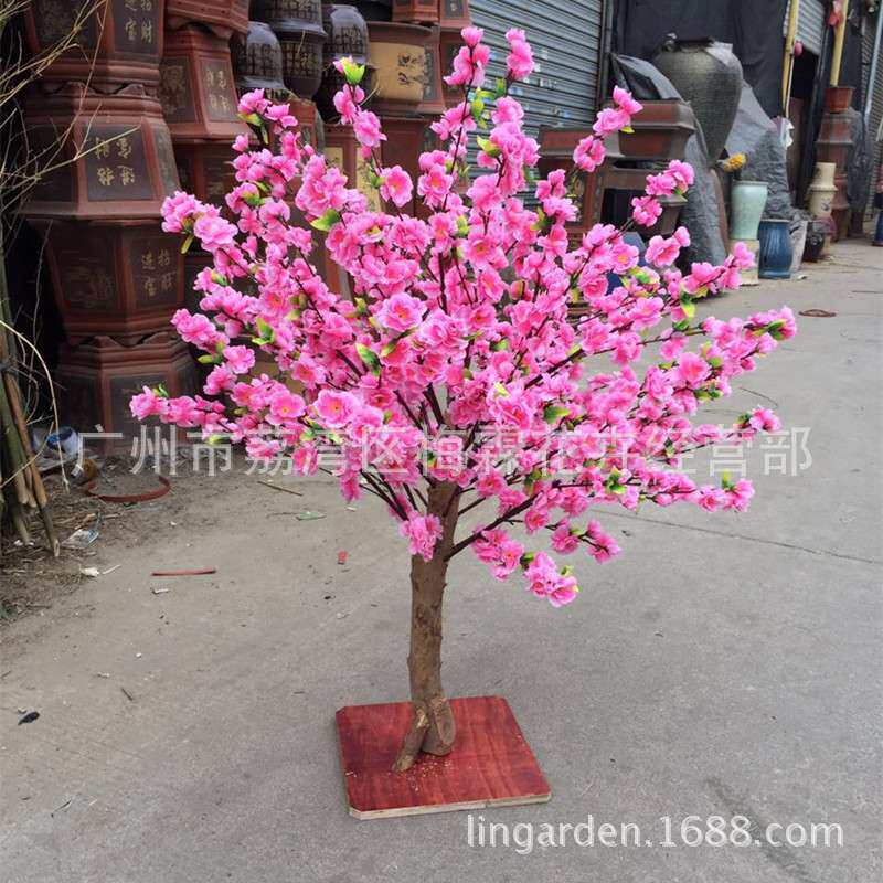 2019 新年新款桃花树 树脂工艺品 1米 仿真桃花树