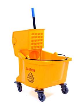 出口超市36L黄色免手洗侧压洗拖把布桶拖布桶清洁车单桶柞榨水车