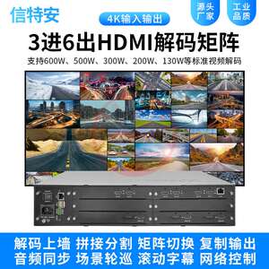 3进6出路监控视频解码器拼接屏高清HDMI网络解码矩阵综合管理平台