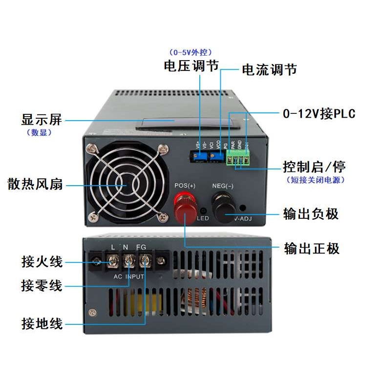 MS-2000-320大功率可调电源AC220V转DC0-320V电压电流双可调 数显