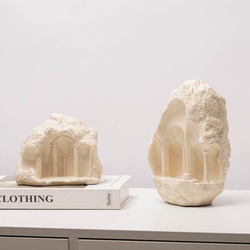 新中式创意树脂假山雕塑摆件软装样板房售楼部样板房书房家居饰品