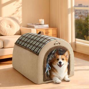 狗窝加厚冬季保暖半封闭可拆洗防风狗屋猫咪睡觉用豪华别墅房子