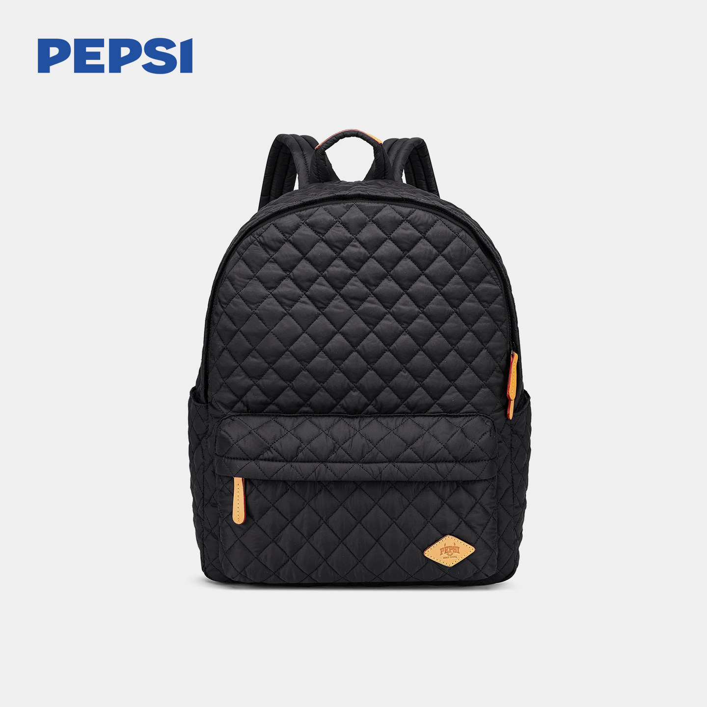 Pepsi/百事PEPSI菱格纹双肩包女士黑色简约轻便旅行背包学院风