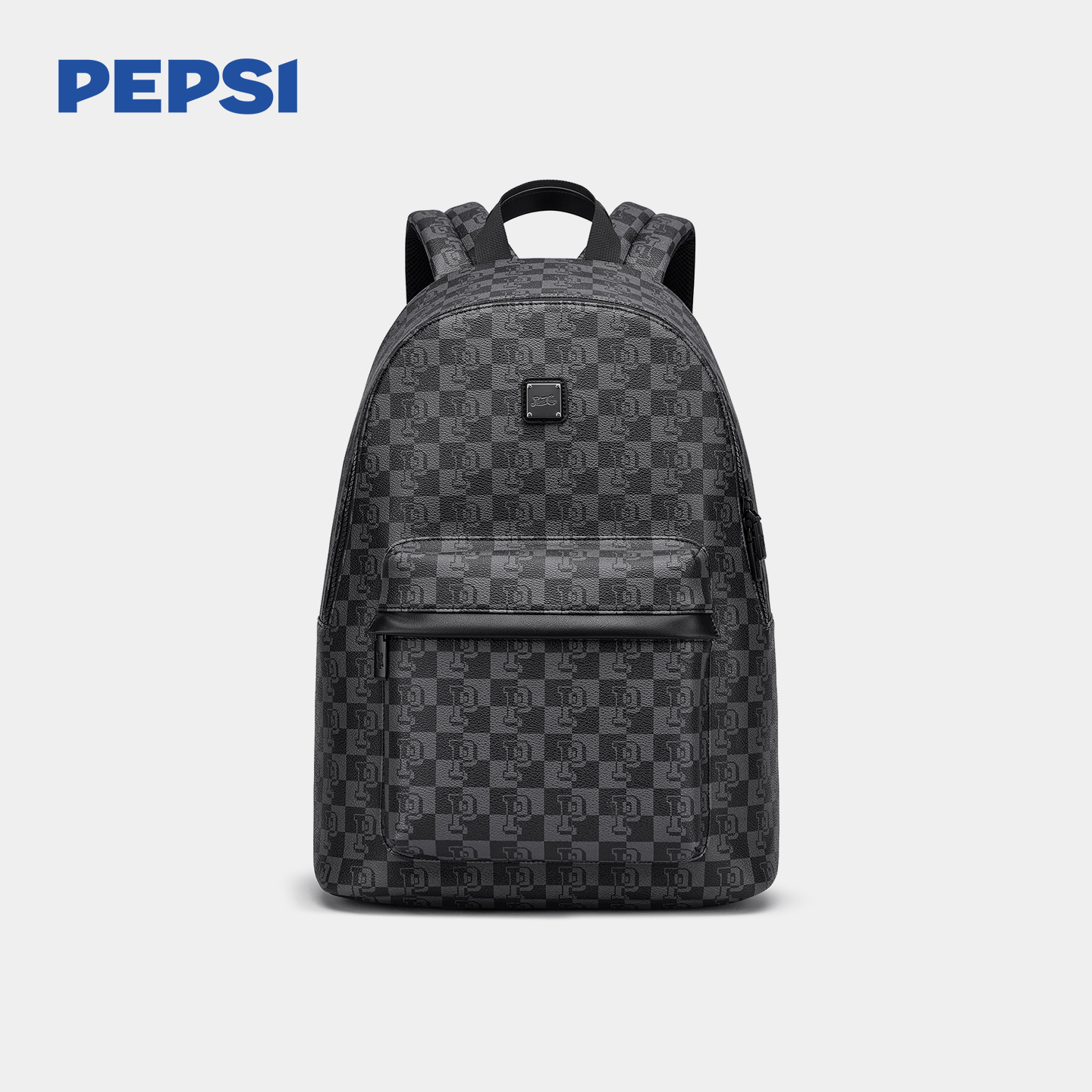 百事复古皮质双肩包大容量