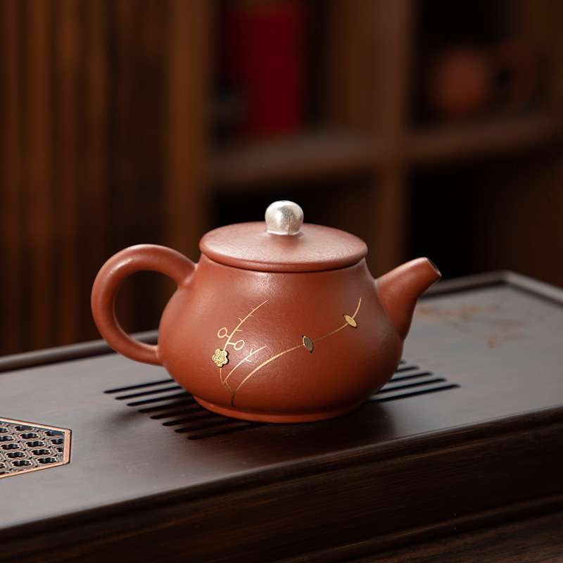 德化陶瓷【茶壶】潘壶160ml/紫砂/锔钉/鎏银/全瓷滤孔/入门精工