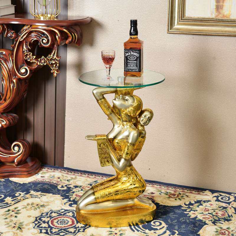 欧式落地摆件大客厅工艺品电视柜沙发旁边角落创意人物美女茶几